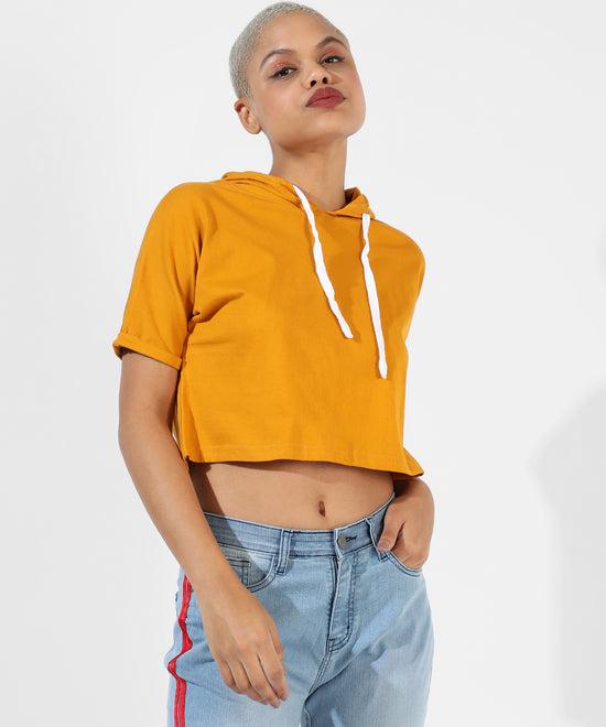 Women's Solid Mustard Yellow Regular Fit Top