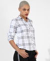 Women's White Checkered Regular Fit Shirt