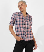 Women's Pink Checkered Regular Fit Shirt