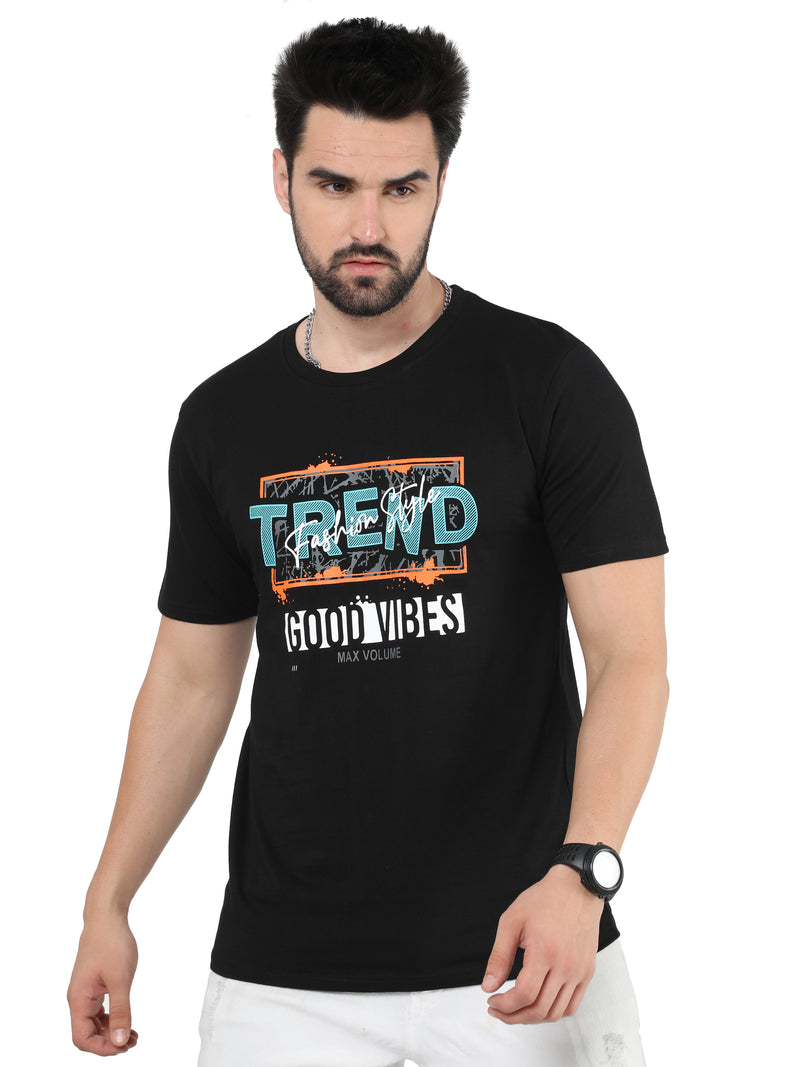 Masculino Latino Black Solid Round Neck T-Shirts