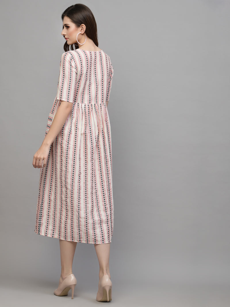 Women's Woven Designed Cotton Blend Ethnic Dress
