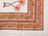 Abeer Hand Block Cotton Dining Table Cover Floral Printed Orange Color Textured Design Table Cloths 6 Seater-150 Cm. x 225 Cm.