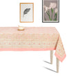 Abeer Hand Block Cotton Dining Table Cover Floral Printed Peach Color Textured Design Table Cloths 8 Seater -150 Cm. x 270 Cm.