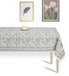 Abeer Hand Block Cotton Dining Table Cover Floral Printed Grey Color Textured Design Table Cloths 8 Seater -150 Cm. x 270 Cm.