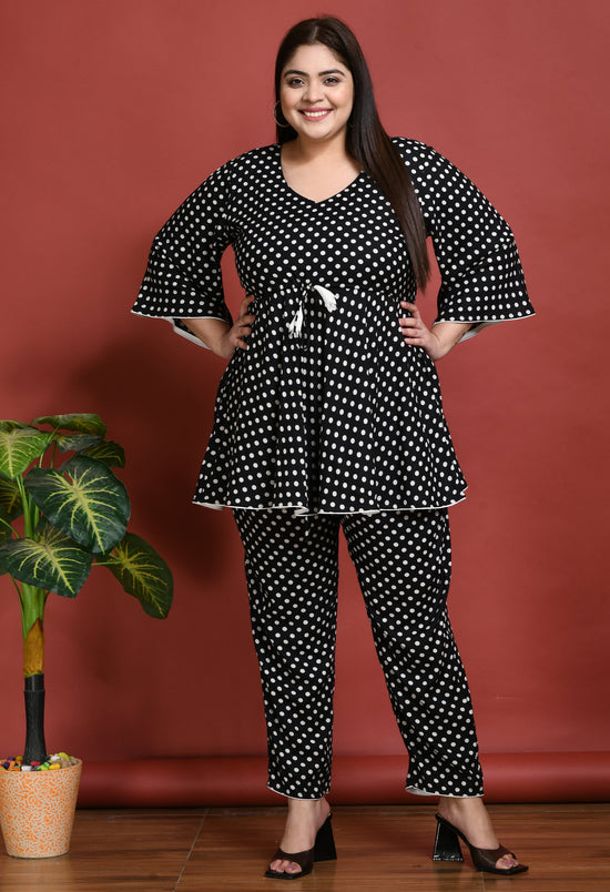 Plus Size Polka Dot Black Co-Ord Set