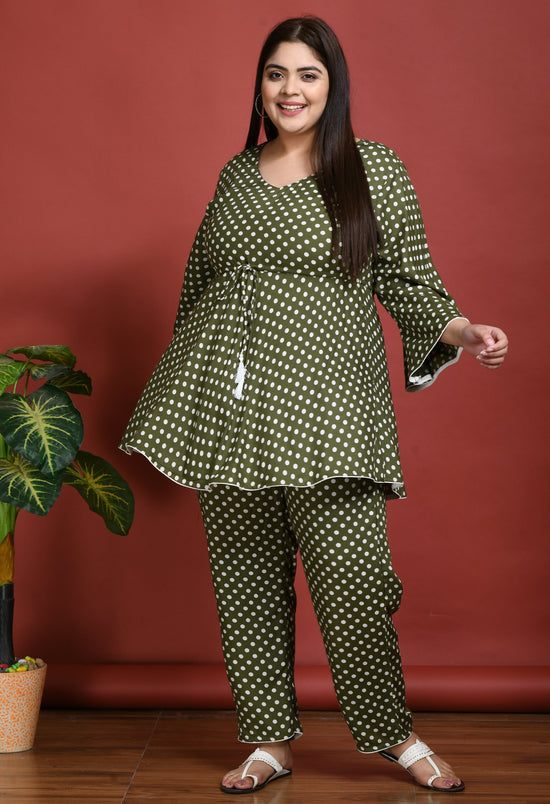 Plus Size Polka Dot Green Co-Ord Set