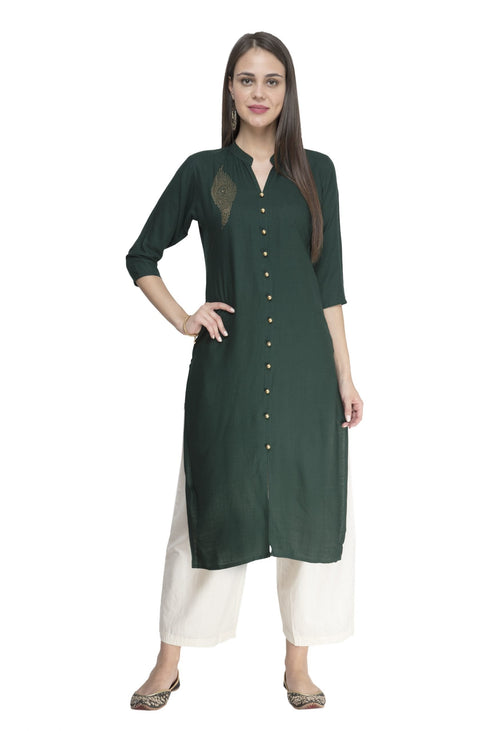 Deep Green Embellished Kurta