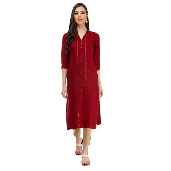 Royal Maroon Embellished Kurta