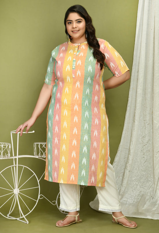 Plus Size Multi Ikkat Kurta