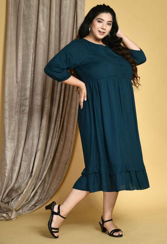 Plus Size Teal Midi Dress