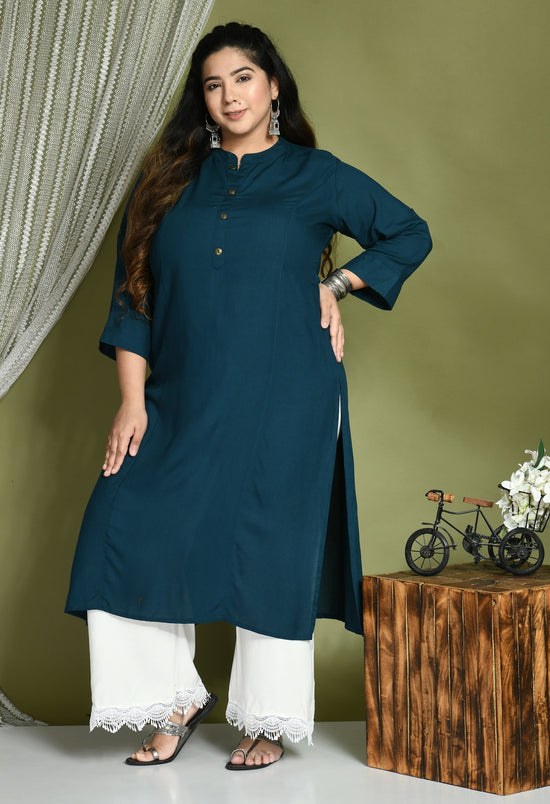 Plus Size Solid Teal Kurta