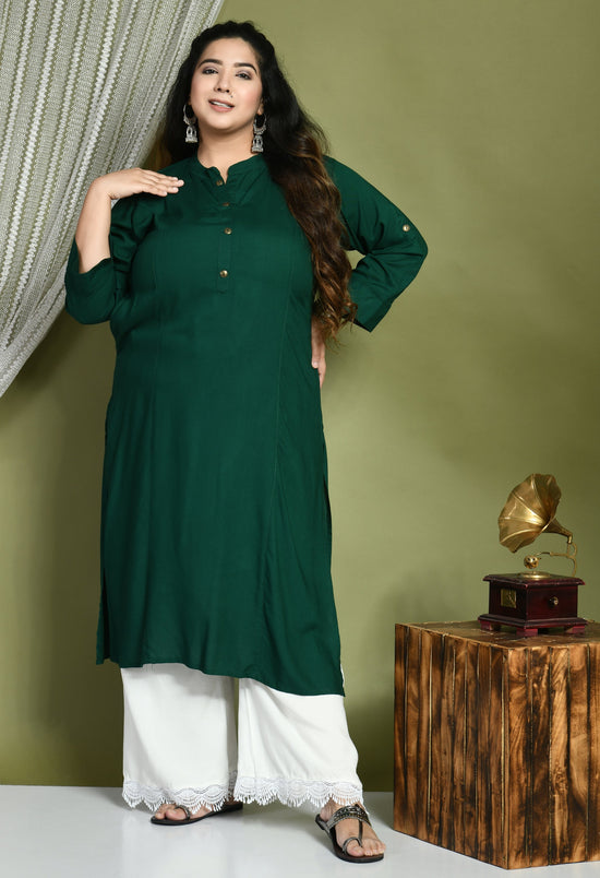 Plus Size Solid Green Kurta