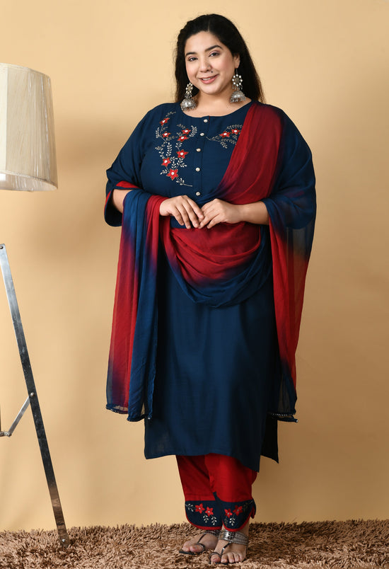 Plus Size Sullen Teal Blue Kurta Pant Set