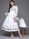 Indo Era White Embroidered A-Line Ethnic Dress