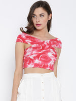 Pink Rose Bandage Bardot Crop Top