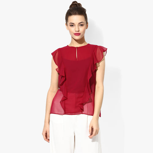 Maroon Frilled Top