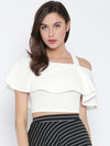 White Frilled Strappy Crop Top