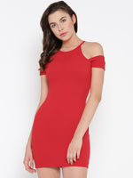 Red Cold Shoulder Bodycon Dress