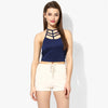 Blue Cage Halter Crop Top