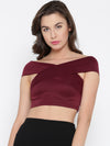 Wine Bandage Bardot Crop Top