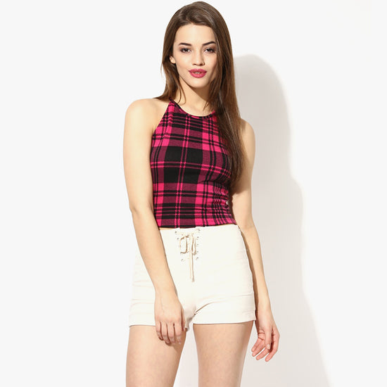 Pink Plaid 90'S Crop Top