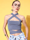 Veni Vidi Vici Indigo Tied Up Bondage Crop Top