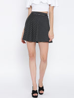 Black Striped Skater Skirt