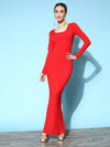 Veni Vidi Vici Red Bodycon Maxi Dress