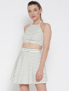 White Striped Co-Ordinate Halter Skater