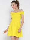Yellow Bandage Bardot Skater Dress