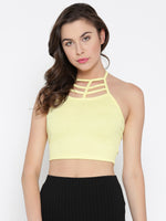 Yellow Cage Tie Back Crop Top