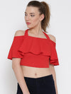 Red Frilled Strappy Crop Top