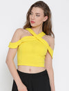 Yellow Bodycon Crossover Cold Shoulder C