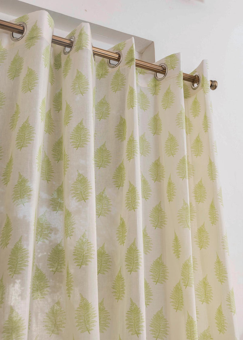 Floating Ferns Cotton Sheer Curtain (Single piece) - Window