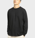 Manlino Attire Mens Black Full Sleeve Oversized Graphic Printed T-Shirt