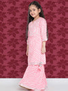 Indo Era Pink Straight Leheriya Printed Festive Kurta Sets