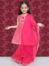 Indo Era Pink Flared Bandhani Printed Festive Kurta Sets