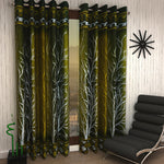 Home Sizzler 2 Piece Eyelet Polyester Door Curtain Set - 7ft, Green