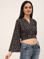 Fabhuman Women'S Loose Fit Western Quality Pleated Crop Top