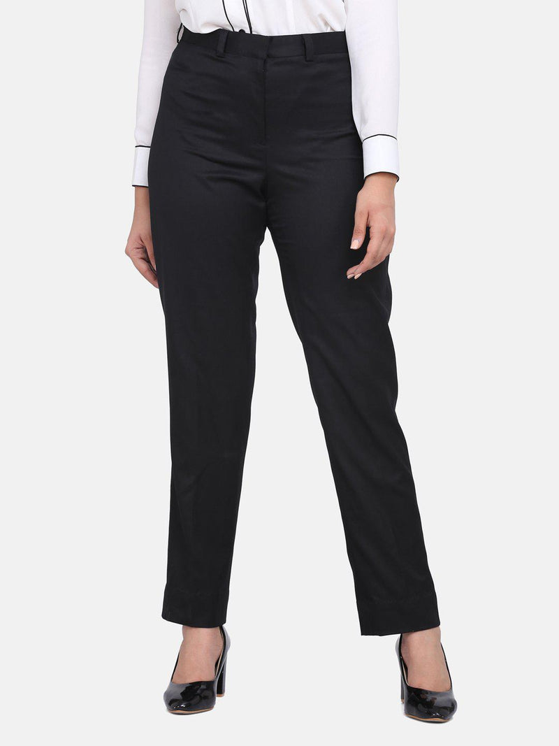 Poly Cotton Pant Suit - Black