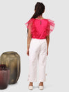 Jelly Jone ruffle Sleeve top with Pant Pink and White