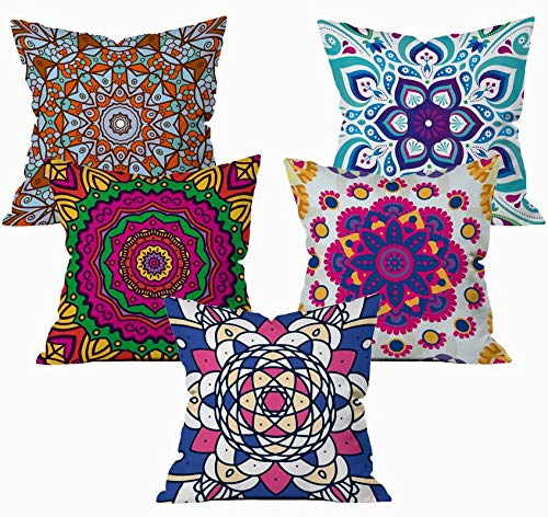 The Purple Tree Abstract Star Printed Cotton Jute Cushion Covers (16 x 16 inch) (Pack of 5)