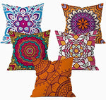 The Purple Tree Abstract Sleep Inc Printed Cotton Jute Cushion Covers (16 x 16 inch) (Pack of 5)