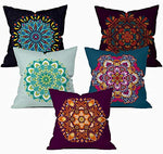 The Purple Tree Abstract Sensorpedic Printed Cotton Jute Cushion Covers (16 x 16 inch) (Pack of 5)