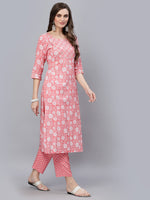 Women's Floral Printed & Embellished Rayon Straight Kurta Pant Set