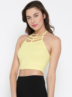 Yellow Cage Tie Back Crop Top