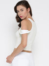 White Bodycon Crossover Cold Shoulder Cr