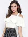 White Frilled Strappy Crop Top