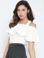 White Frilled Strappy Crop Top