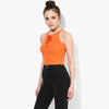 Orange Lace Up Ribbed Crop Top